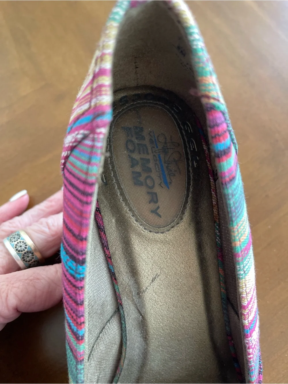 Pink Multi-Striped Wedges